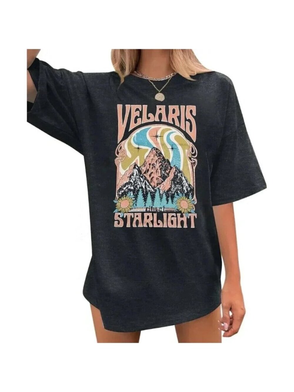 women's Polyester  blend Vintage TShirt Velaris City of Starlight Shirt Book